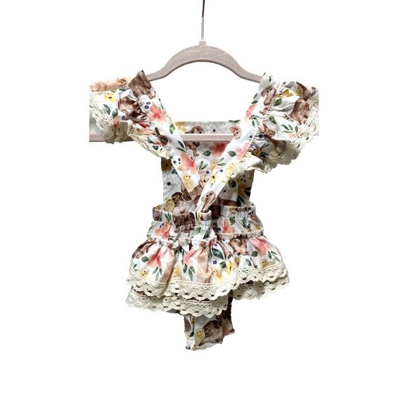 Baby One Piece Cute Romper Easter Theme with Bunnies/Flowers Brand New - Picture 5 of 12